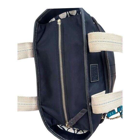 Coach Black Hampton Canvas Leather & Suede Tote Vintage Y2K - Picture 6 of 10